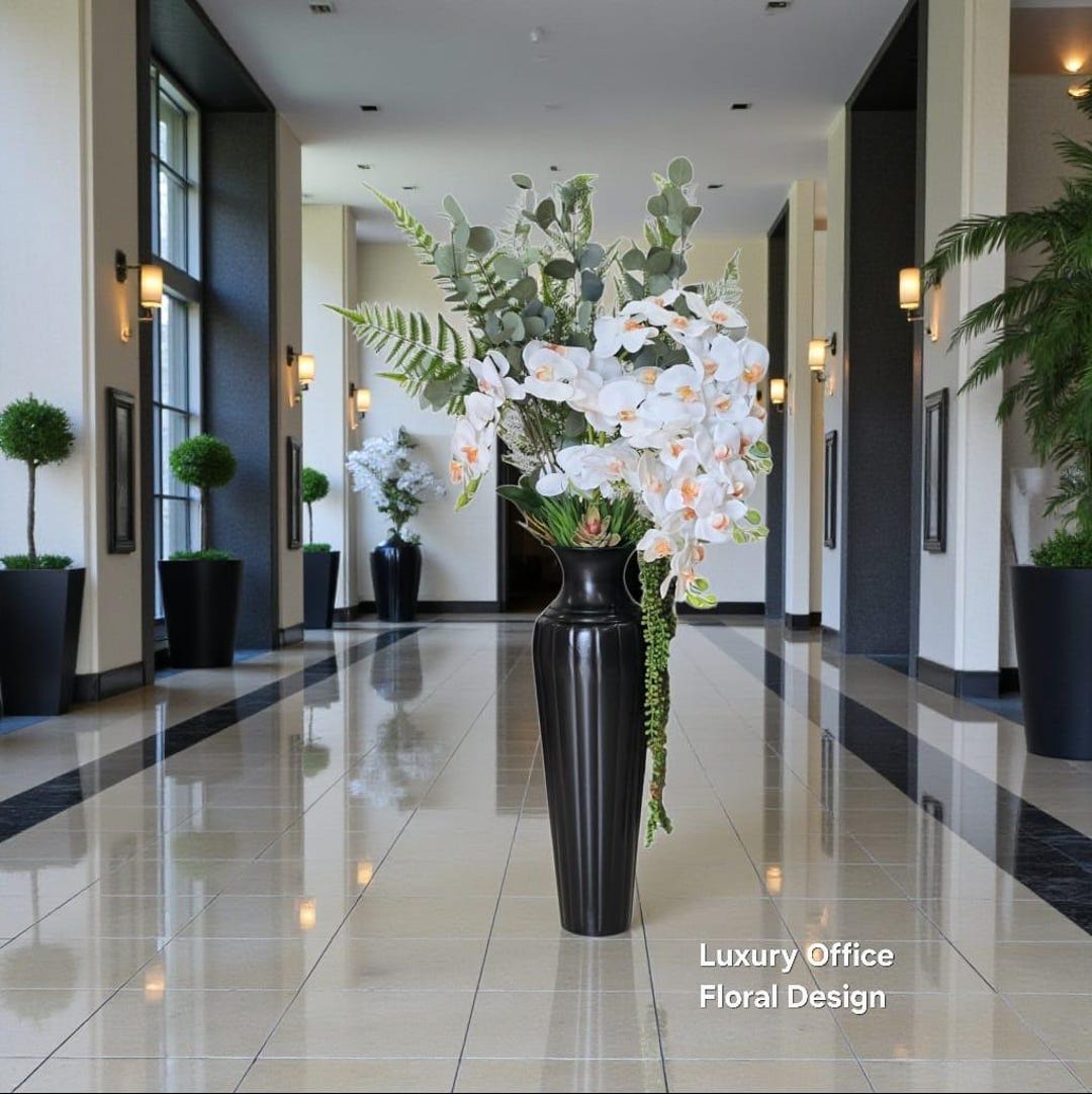 Premium White Real Touch Orchid Floor Arrangement for Office ...
