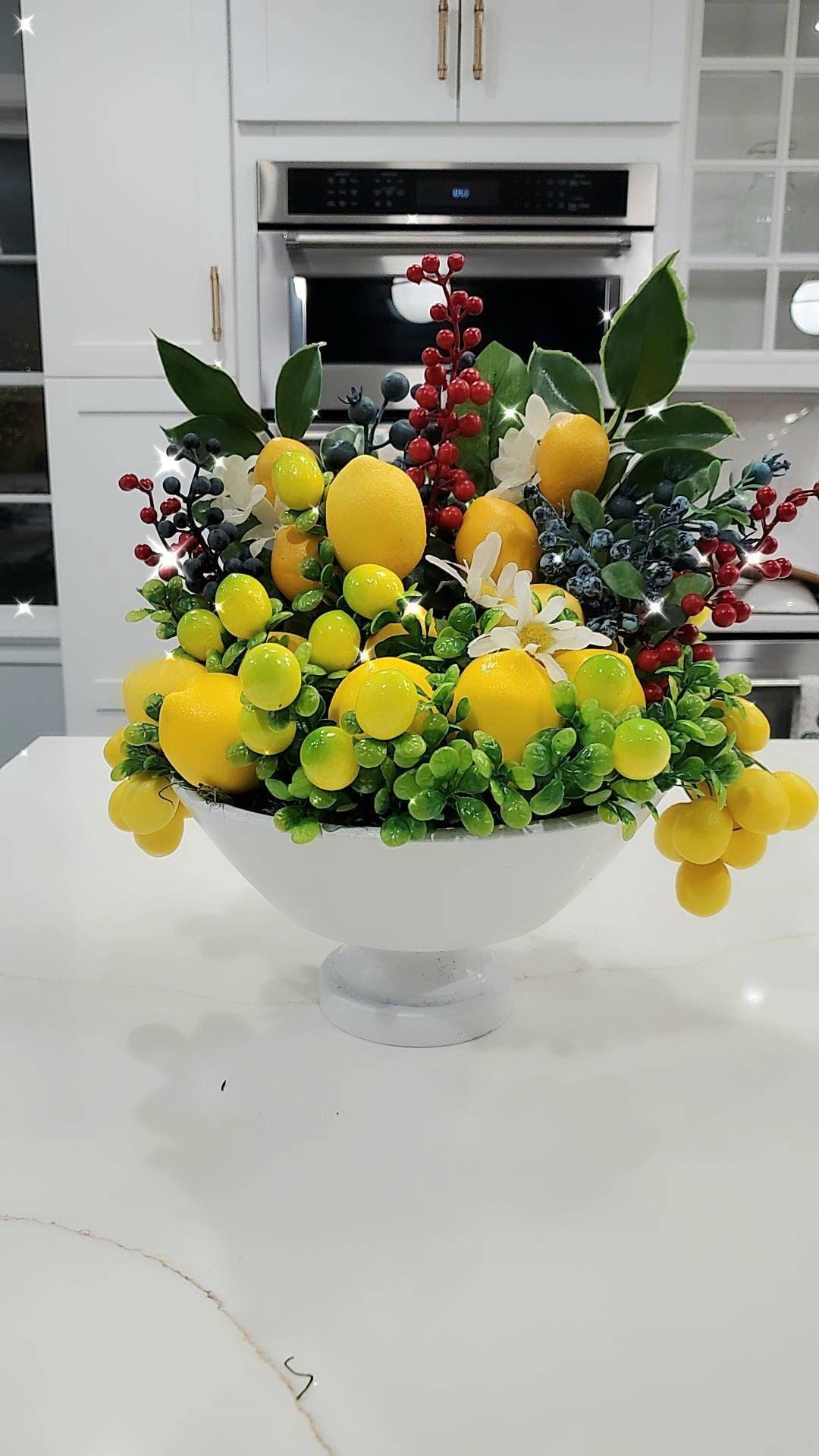 Lemon Arrangement Lemon Centerpiece Lemon Kitchen Decor Etsy