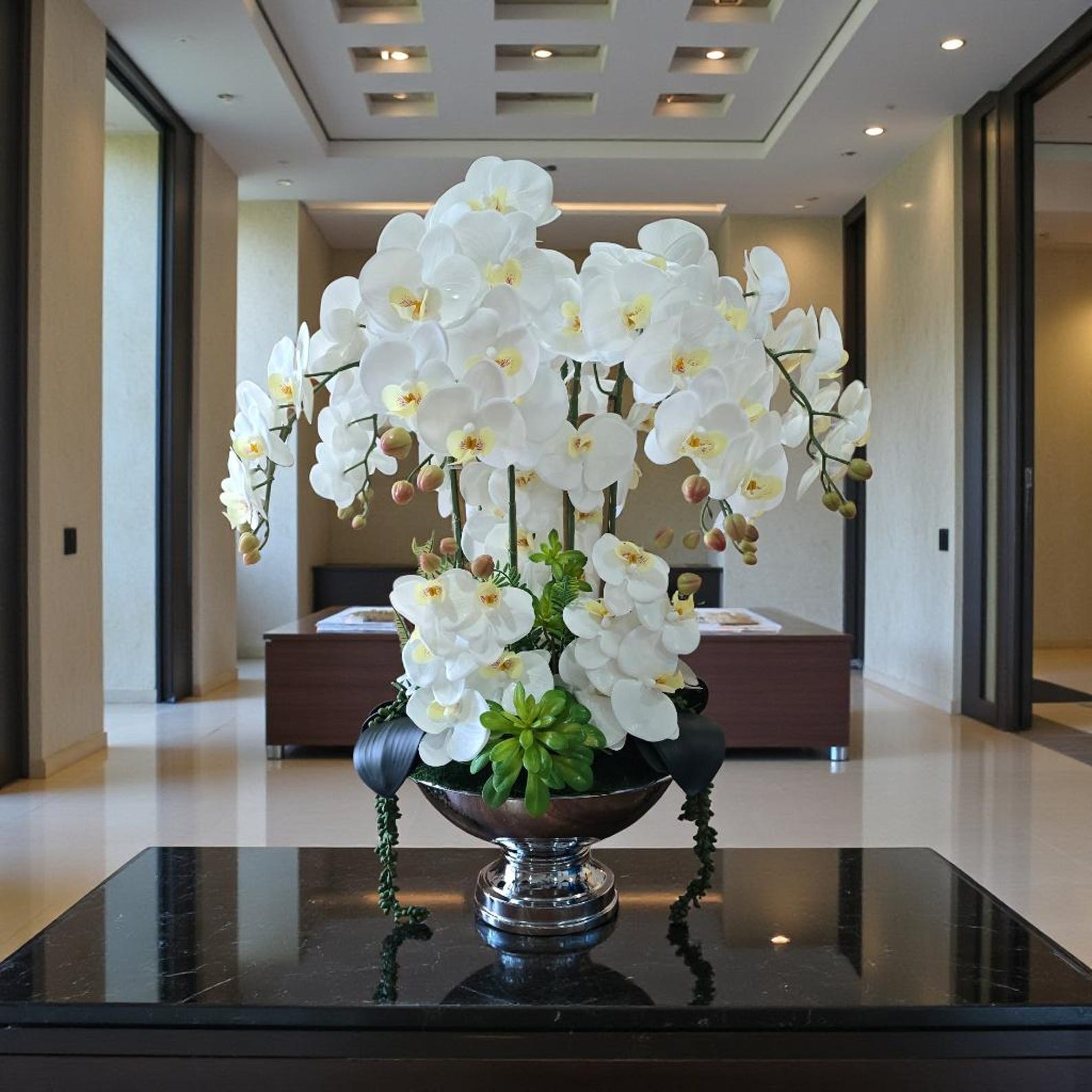 White Orchid Arrangement for Office, Lobbies and Elegant Executive Desk ...