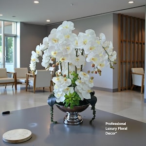 Luxury Real Touch White Orchid Arrangement for Office, Lobbies and ...