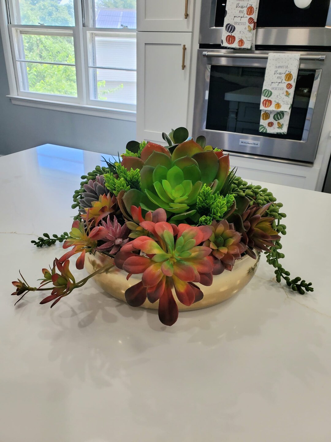 Artificial Succulent Centerpiece Faux Greenery Arrangement Etsy