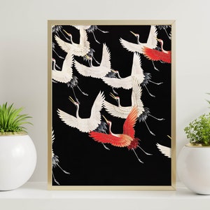 Furisode |  Unzählige fliegende Kraniche | 1920 | Japanische Kunst | Sofortiger Download | Wandkunst