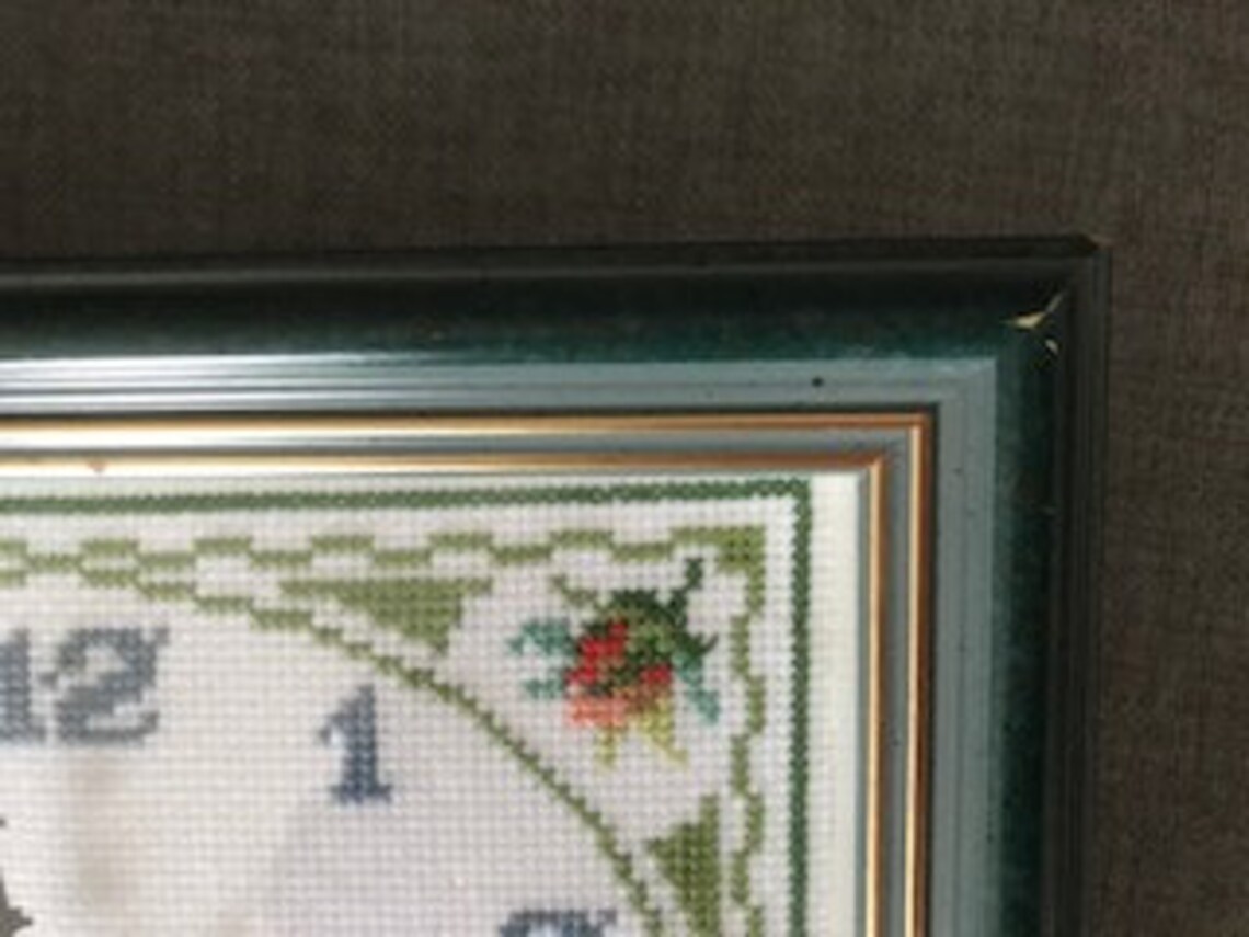Handmade cross stitch clock framed picture Etsy