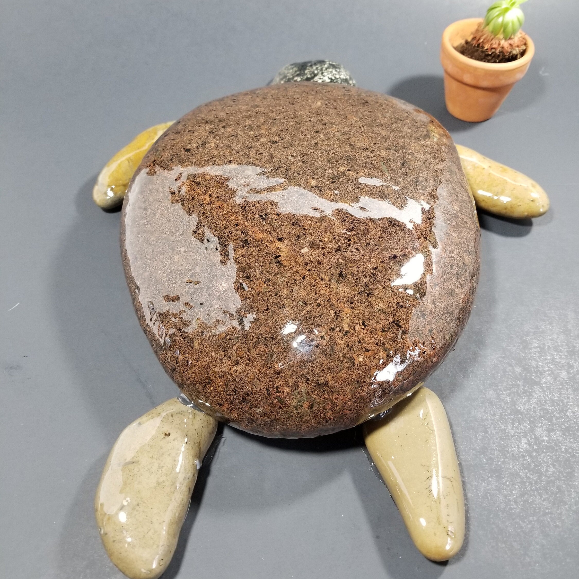 Sea Turtle Stone Statue Gift Rock Sculpture Animal Figurine Etsy