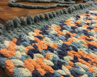 Chunky hand knit throw