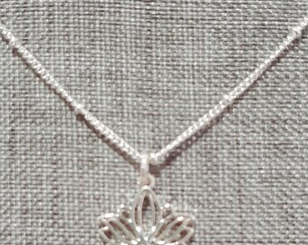 Silver Lotus Flower Necklace