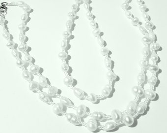 Long Freshwater White Pearl Necklace