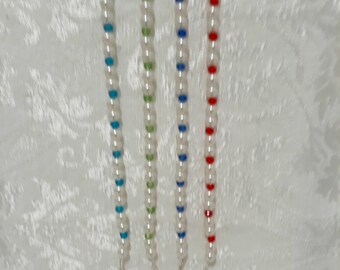 White Pearl and Colored Crystal Necklace