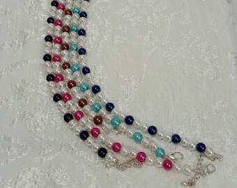 White and Colored Pearl Short Necklace