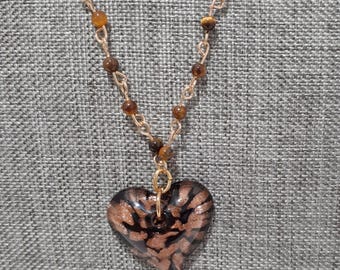 Gold Sparkle Heart Pendant Necklace