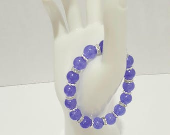 Blue Quartzite and Silver Stretch Bracelet