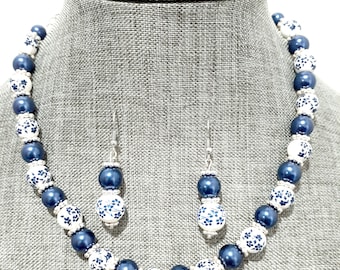 Colors of Finland Bead & Chain 18" Necklace with Earrings