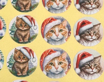 Pegatinas navideñas de gatos: sellos para sobres navideños de 2,5 cm (54 por hoja)