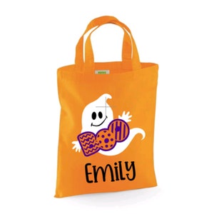 Bolsas de Halloween personalizadas para niños, bolsas de algodón para regalar dulces o trucos para niños, minibolsitas para la noche de Halloween, diseños a elegir Ghost