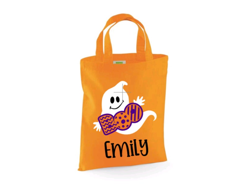 Bolsas de Halloween personalizadas para niños, bolsas de algodón para regalar dulces o trucos para niños, minibolsitas para la noche de Halloween, diseños a elegir Ghost