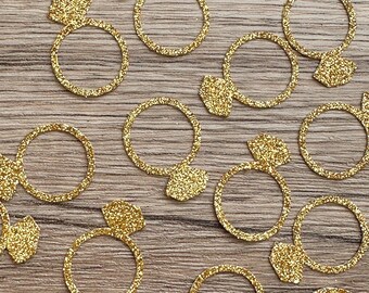 Confeti de mesa con forma de anillo de diamante brillante, decoraciones brillantes hechas a mano para despedidas de soltera, para el desayuno de bodas, para compromisos (paquete de 30 o 60 unidades)