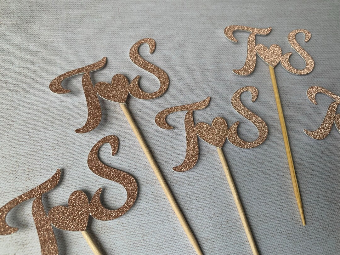 Personalised Engagement Cupcake Toppers With Initials and Heart