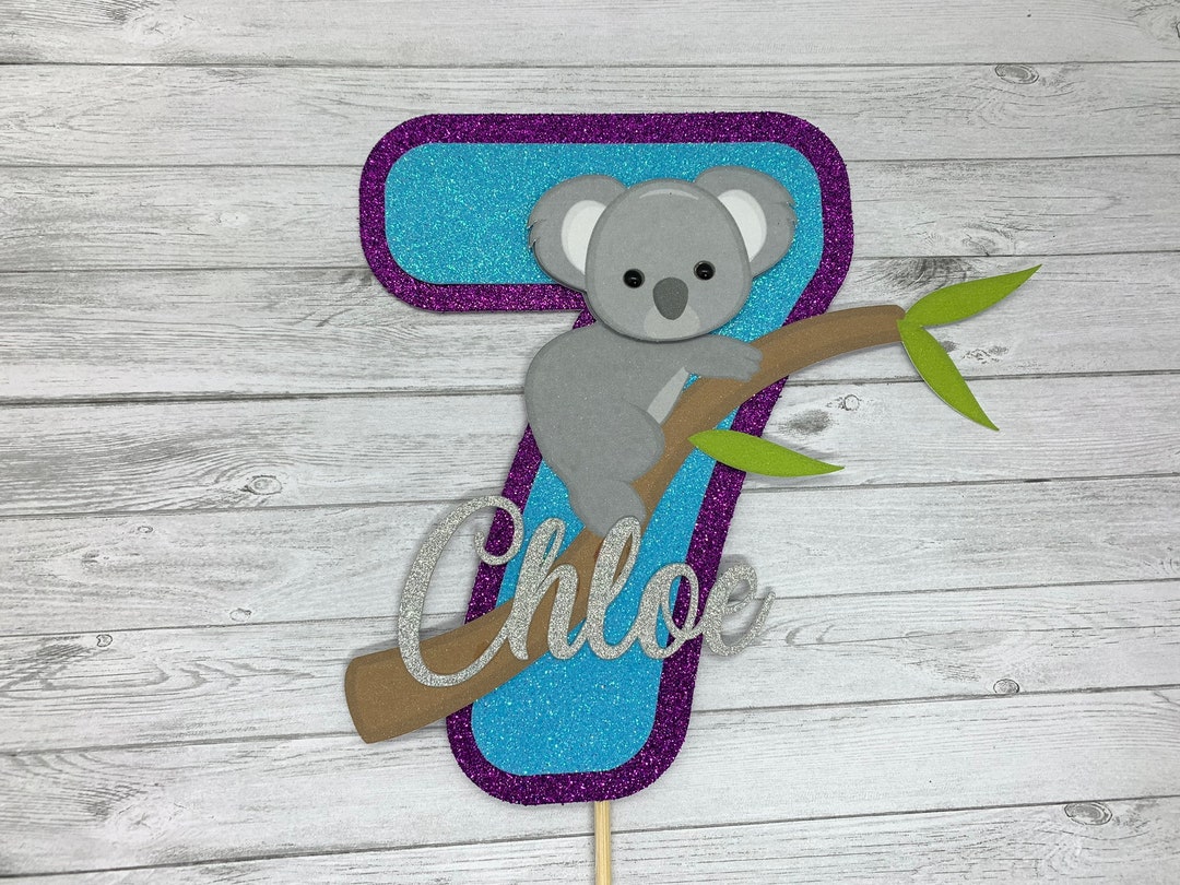 Koala Birthday Cake Topper, Age Number Party Cake Decoration, Handmade ...