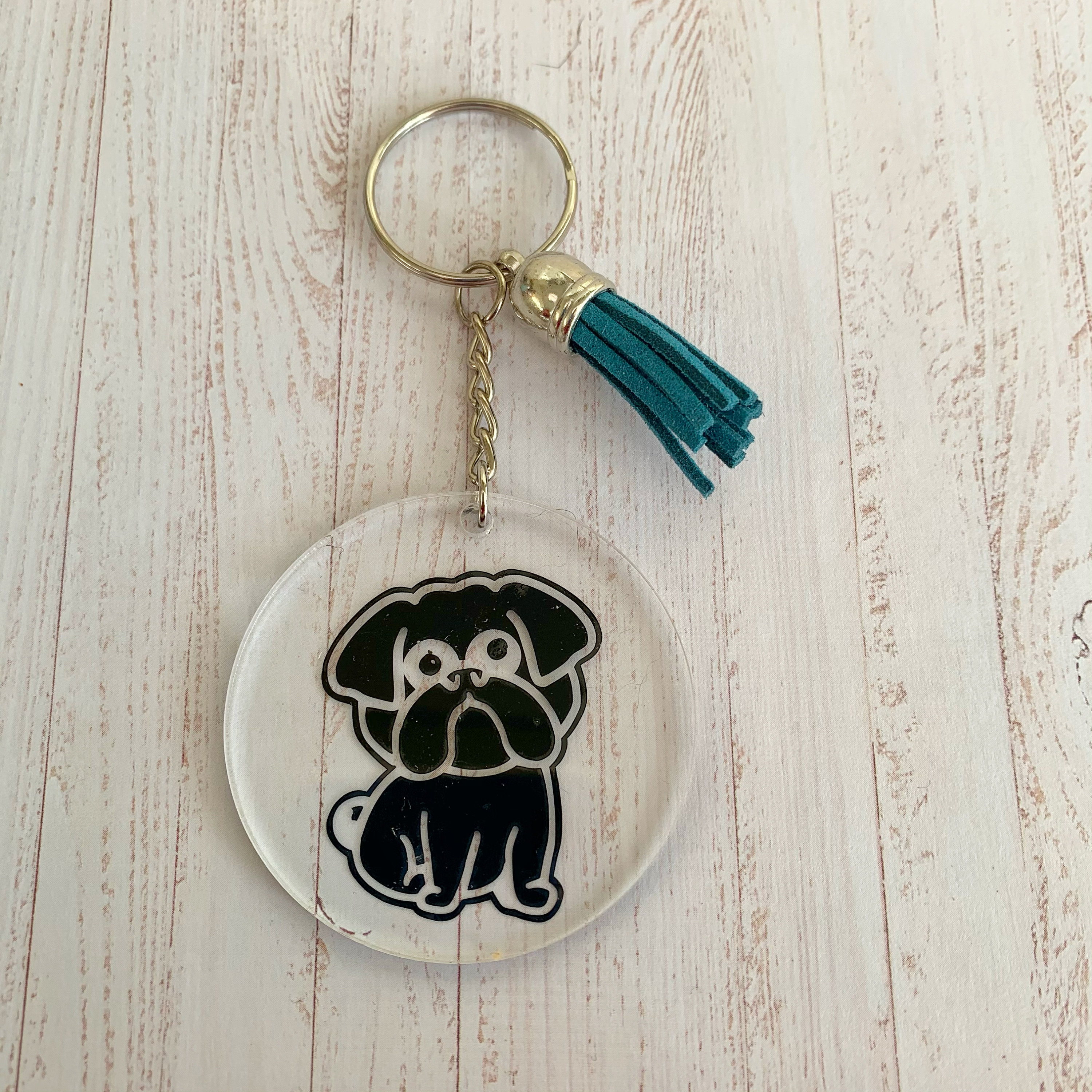 Black Pug Keyring Keychain Dog Lover Accessory with Coloured Etsy