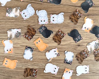 Confeti de mesa con forma de gato, decoración de fiesta de cumpleaños hecha a mano, mezcla de lindos gatitos, 30 o 60 piezas
