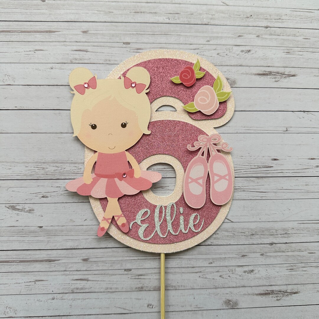 Personalised Ballerina Birthday Cake Topper, Cute Pink Ballet Dancer — free download