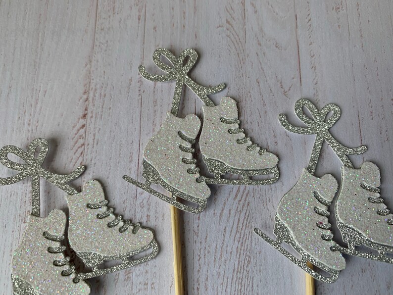 Ice Skate Cupcake Toppers Glitter Figure Boot Cake Etsy UK