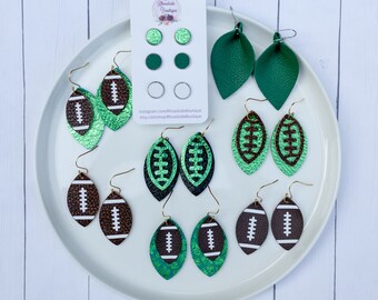 Football Leather Earrings, Team Spirit Jewelry