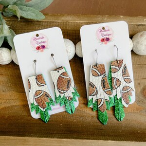 Football Leather Earrings, Football Fringe Earting,  Layered Earrings,  Team Spirit Earrings, Game Day Earrings