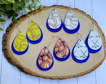 Custom Team Spirit Leather Earrings, Sports Fan Jewelry