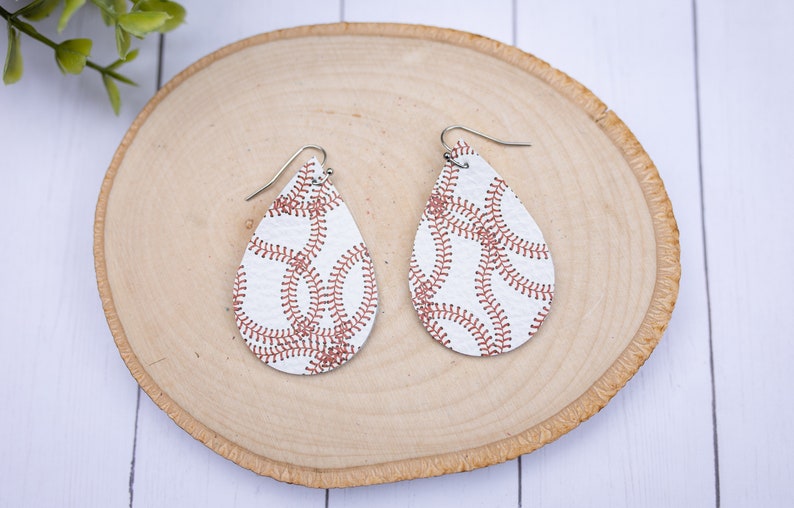 baseball heart earrings school spirit earrings Baseball Teardrop Earrings custom colors