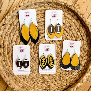Pittsburgh Spirit Earrings,  Team Spirit Earrings, Football Earrings, Black and Yellow Earrings