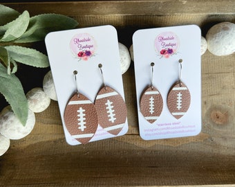 Football Leather Earrings, Team Spirit, Stainless Steel