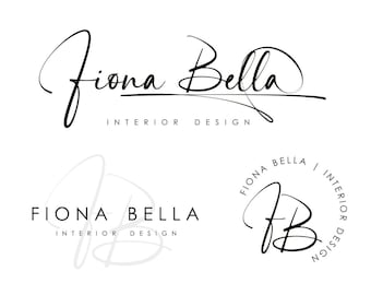 Logotipo prediseñado con firma, diseño minimalista moderno (archivo digital).