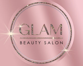 Rosa skönhetssalonglogotyp, glamourös glitterdesign (förgjord logotyp)
