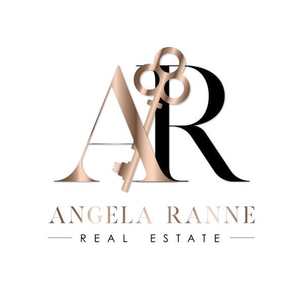 Premade Real Estate Logo Design, Realtor logo, Rose gold logo. Text logo, Premade logo design, Agent House Logo, Signature logo, Modern logo