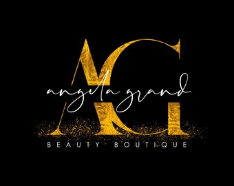 Beauty Logo Design and Branding kit, Text logo, Modern logo, Black and gold logo, Boutique logo, Nail logo, Signature logo, Cosmetic logo