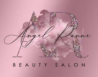 May include: A pink and white glitter logo with the text "Angel Ranne Beauty Salon" in black cursive script.