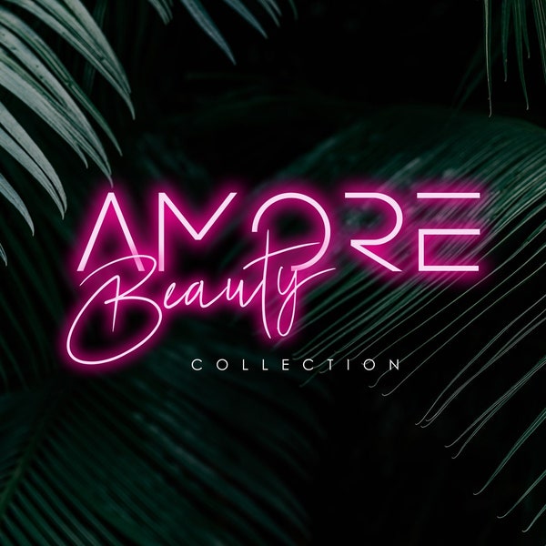 Pink neon logo, Premade logo design, Beauty logo, Text logo, Nail logo, Signature logo, Lash logo, Brow logo, Boutique logo, Hair logo