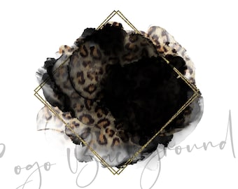 Logo Background Png, Leopard Brush Stroke png, Sublimation, Leopard frame, Cheetah Print, Watercolor splash, Black Circle, Instant download