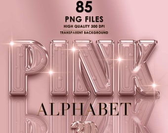 Rosa Folie Alphabet Png Clip Art, Glitter Chrom Buchstaben, Rosa Folie Buchstaben, Rosa Schrift Png, Ballon Alphabet, 3D Buchstaben, Digitaler Download