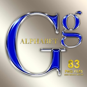 Blue Alphabet PNG, Blue Chrome Letters Clipart,  Letters for Logo, Blue and Silver Foil Alphabet Png, Blue font Png, Digital download