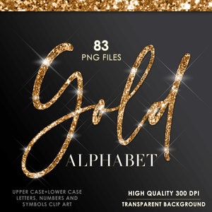 Glitter Gold Alphabet Png Clipart, Diamond letters PNG, High Shine, Gold chrome letters, Cursive Gold letters, Gold font, Digital, Download