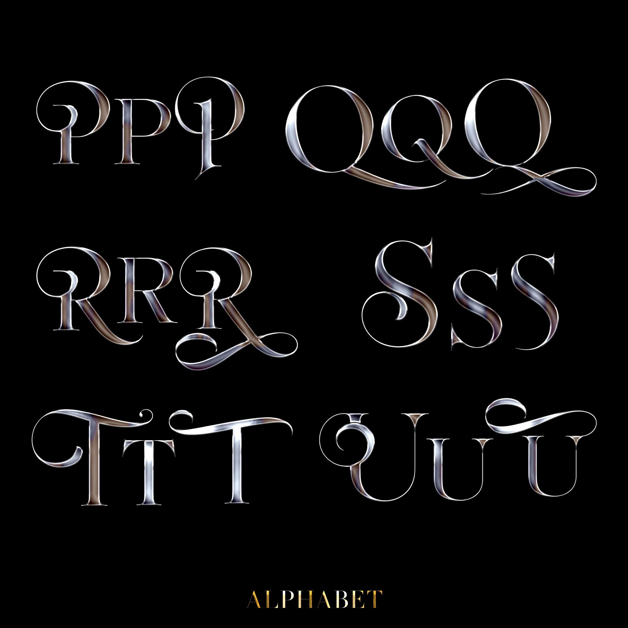 Silver Chrome Alphabet PNG Clip Art, 3D Metallic Letters, Silver Font ...