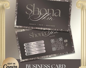 Sjabloon diamant gouden visitekaartje, bewerkbare canvaskaart, Beauty Lash Tech Card, luxe visitekaartje, kaart glamourkapsalon