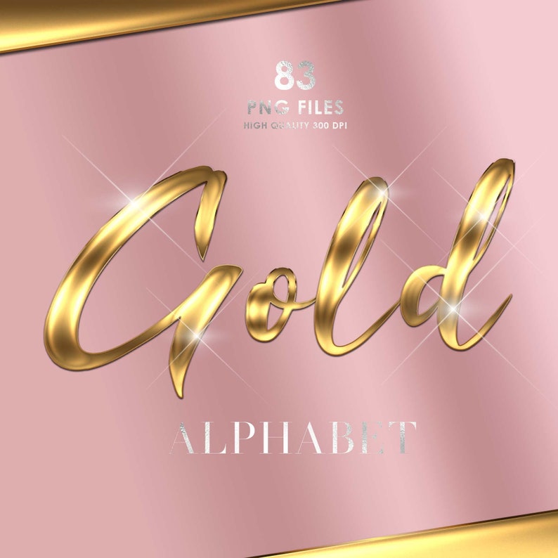 Gold Chrome Alphabet Clipart, Gold Alphabet PNG, Metallic Letters ...