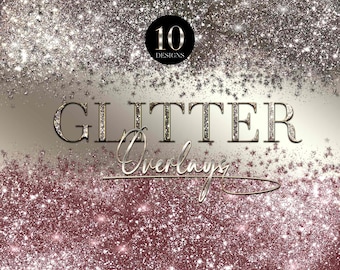 Glitter Overlays PNG, Sparkling Borders Clipart (Digital Download)