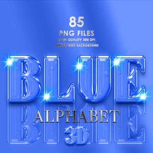 Blue Alphabet png Clip Art, Blue Foil Alphabet Png, Glitter Chrome Letters png, Chrome Letters Png, 3D, Blue Font png, Digital download