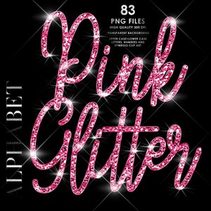 Hot Pink Alphabet Png Clipart, Doodle Alphabet, Script letters Png, Glitter Pink Alphabet, Sparkle, Pink font letters Png, Digital download