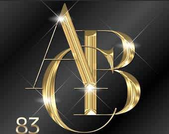 Letras doradas cromadas PNG, Alfabeto dorado cromado PNG, Alfabeto de lujo, Letras doradas, Oro líquido metálico, Descarga digital