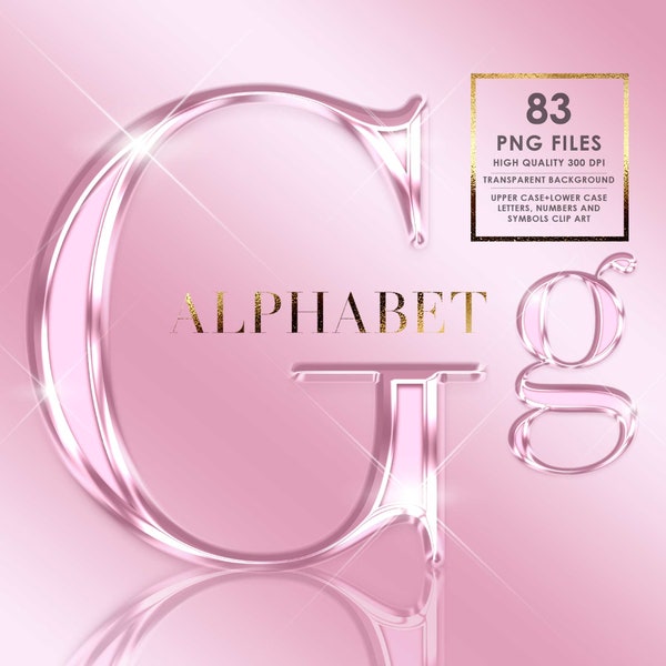 Pink Chrome Alphabet PNG Clip Art, Rose Gold Chrome Letters Png, Glitter Pink letters, Pink Font Png, Glam, High Shine, Digital download